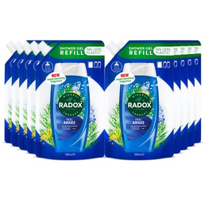 Radox Mineral Therapy 2-in-1 Shower Gel Refill Pouch Feel Awake 500ml, 10 Pack