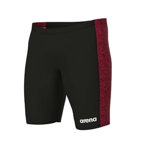 Men's Arena Abstract Tiles Jammer Swim Shorts in Black Red