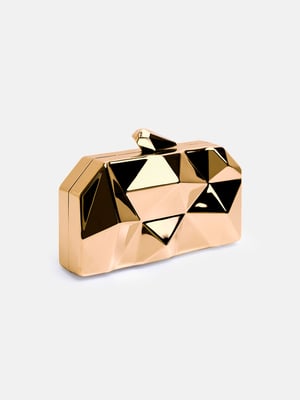 Where's That From Womens Melanie Geometric Pattern Clutch Bag In Gold