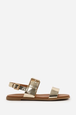 Wheres That From Womens 'Uma' Wide Fit Classic Flat Sandals With Strap And Buckle Detail
