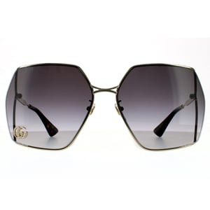 Gucci Square Womens Guld Grå Gradient Solglasögon
