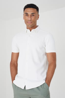 Cream 'Cadby' Short Sleeve Textured Shirt