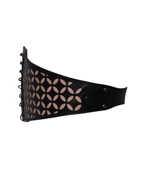 Alaia Laser-Cut Busier Waist Belt in Black Leather