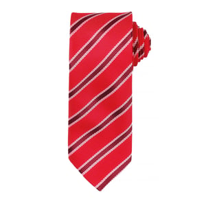Premier Mens Waffle Stripe Formal Business Tie (Pack of 2) (Red/ Burgundy)