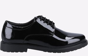 Hush Puppies Verity Slip On Läder Dams Patent Svarta Brogues Skor