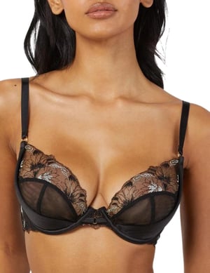 Wolf & Whistle Aria Plunge Bra - Black/Gold