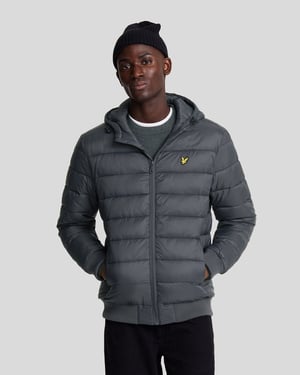 Lyle & Scott merk gunmetal grijs gewatteerd jack met capuchon