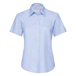Russell Collection Ladies/Womens Short Sleeve Easy Care Oxford Shirt (Oxford Blue)