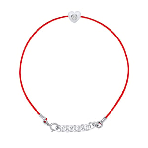 DIADEMA - Armband - Röd Nylon - Hjärta - Äkta diamant