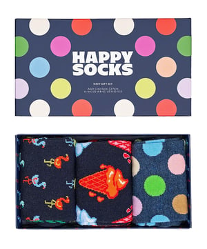 3-Pack Unisex Funky Design Cadeausokken Set - Marineblauw