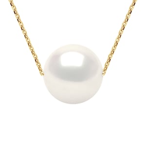 Ketting Freshwater Pearl White Round 11-12 mm Chain Convict 18K Yellow Gold
