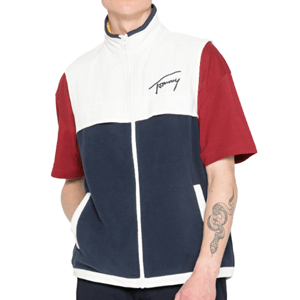 Tommy Hilfiger Mix Media Retro-väst för män i marinblått
