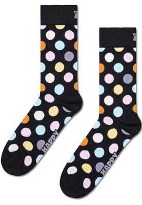 Happy Socks Unisex 2-pack klassieke Big Dot Crew-sokken