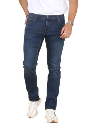 MYT Mens Straight Leg Jeans Hyper Stretch Denim in Dark Blue