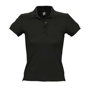 SOLS Vrouwen/dames Mensen Pique Korte Mouw Katoenen Poloshirt (Zwart)