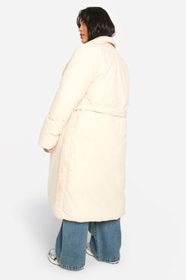 Plus Belted Duvet Puffer Coat