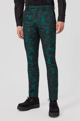 Gilmour Skinny Fit Green Floral Trousers