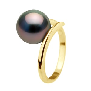 Ring - Geel Goud - Echte Cultured Tahiti Parel Rond 10-11 mm