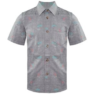 Vans Off The Wall Korte Mouw Kraag Palmprint Grijs Kindershirt