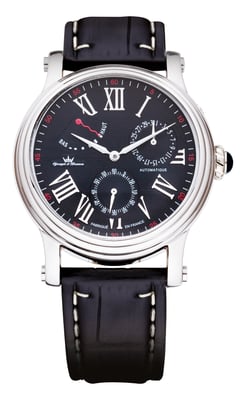 Yonger Black Dial Silver Case Watch