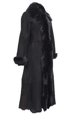 Dames zwarte suède Toscana schapenvacht trenchcoat-Rushden
