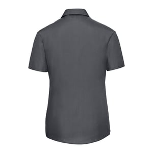Russell Collection Womens/Ladies Poplin Easy-Care Short-Sleeved Shirt (Convoy Grey)