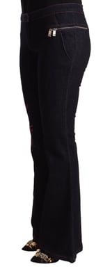 Exte Dam Svarta Bomullsbyxor Mid Waist Utsvängda Jeans