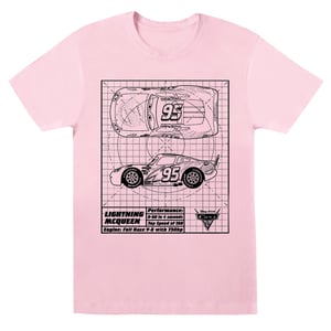 Disney Womens/Ladies Cars Lightning McQueen Blueprint Cotton Boyfriend T-Shirt (Baby Pink)
