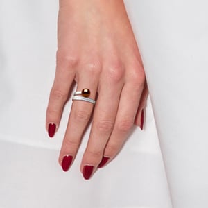 Ring Rush Verstelbare Ronde Zoetwater Parel sieraden 7-8mm Chocolate 925