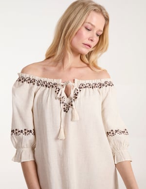 Sleeve Embroidered Tunic Dress