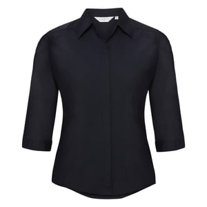 Russell Collectie Dames 3/4 Mouwen Poly-Katoen Easy Care Gevochten Poplin Shirt (Franse marine)