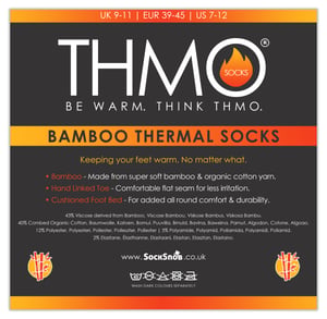 Bamboo Thermal Socks for Winter | THMO | Mens & Ladies Sizes | Warm Thick Bamboo Socks - Black