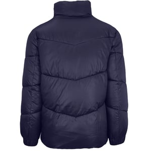 Plein Sport Bold Vertical Logo Glänsande vadderad marinblå jacka