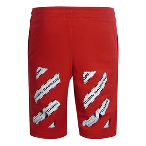 Off-White Airport Tape Design Red Sweat Shorts