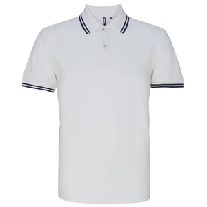 Asquith & Fox Mens Classic Fit Tipped Polo Shirt (White/ Navy)