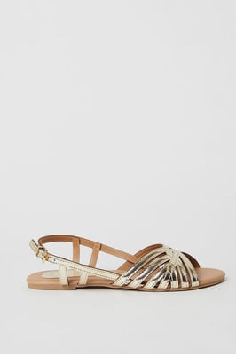 Fiona Lattice Peep Toe Slingback Flat Sandals