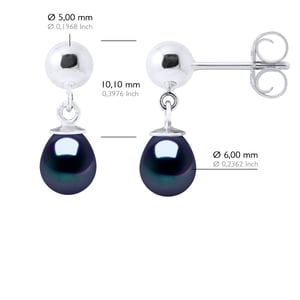 Oorbellen van zilver 925 en echte gecultiveerde zoetwaterparels per 6-7 mm