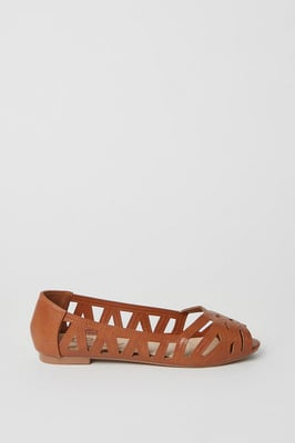 Wide Fit Prim Peep Toe Ballet Flats