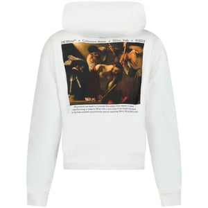 Gebroken witte Caravaggio Crowing Design Weisser ubergrosser Kapuzenpullover