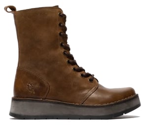 Fly London Dames Tan RAMI043 Casual Leren Veter Enkellaarsjes