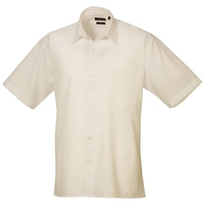 Premier Heren Korte Mouw Formele Poplin Gewoon Werk Shirt (Natuurlijk)