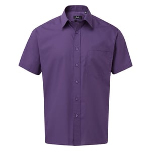 Premier Herenshirt met korte mouwen Popeline (Paars)