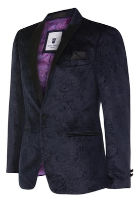 Marine fluwelen paisley blazer dinerjack voor heren