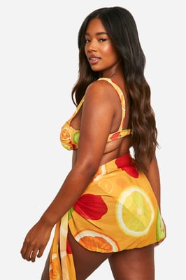 Plus Fruit Print Tie Side Sarong
