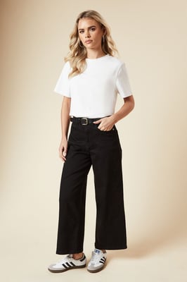Petite Wide Leg Seam Detail Jeans
