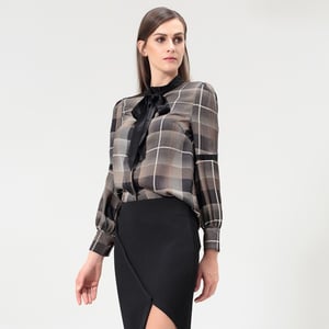 Ascot tie tartan shirt