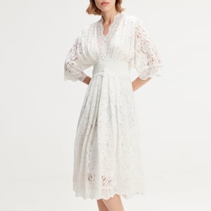 Kimono mouwen kanten jurk