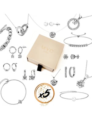5 överraskningsjuveler i en presentförpackning - Silver och kristall