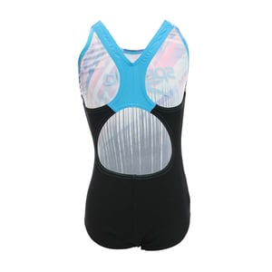 Girl's Speedo Junior Allover Splashback Swimsuit in Black purple