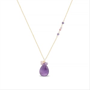 Luxenter adak-halsband i metallegering och naturlig ametist 18K guldpläterad finish